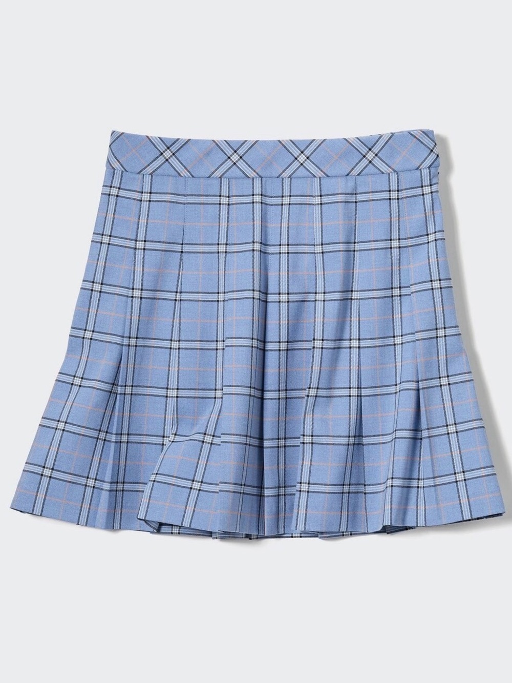 UNIQLO | Blue Pleated Checked Mini Skirt | Size SMALL